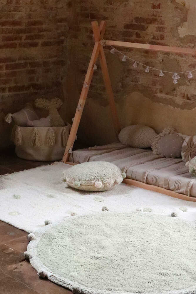 Washable Rug Hippy Dots Natural - Olive - Re Edition + Polka Dots