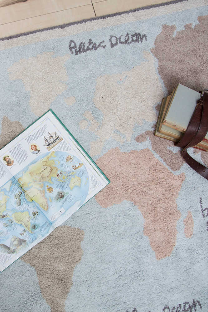 Washable Rug Vintage Map - Back-to-School