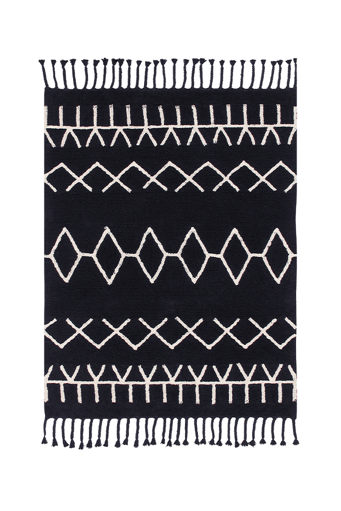 Washable Rug Black&white Bereber