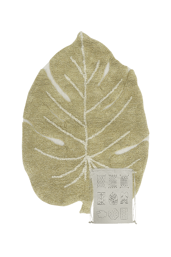 Washable Rug Mini Monstera Olive - MiniOnes