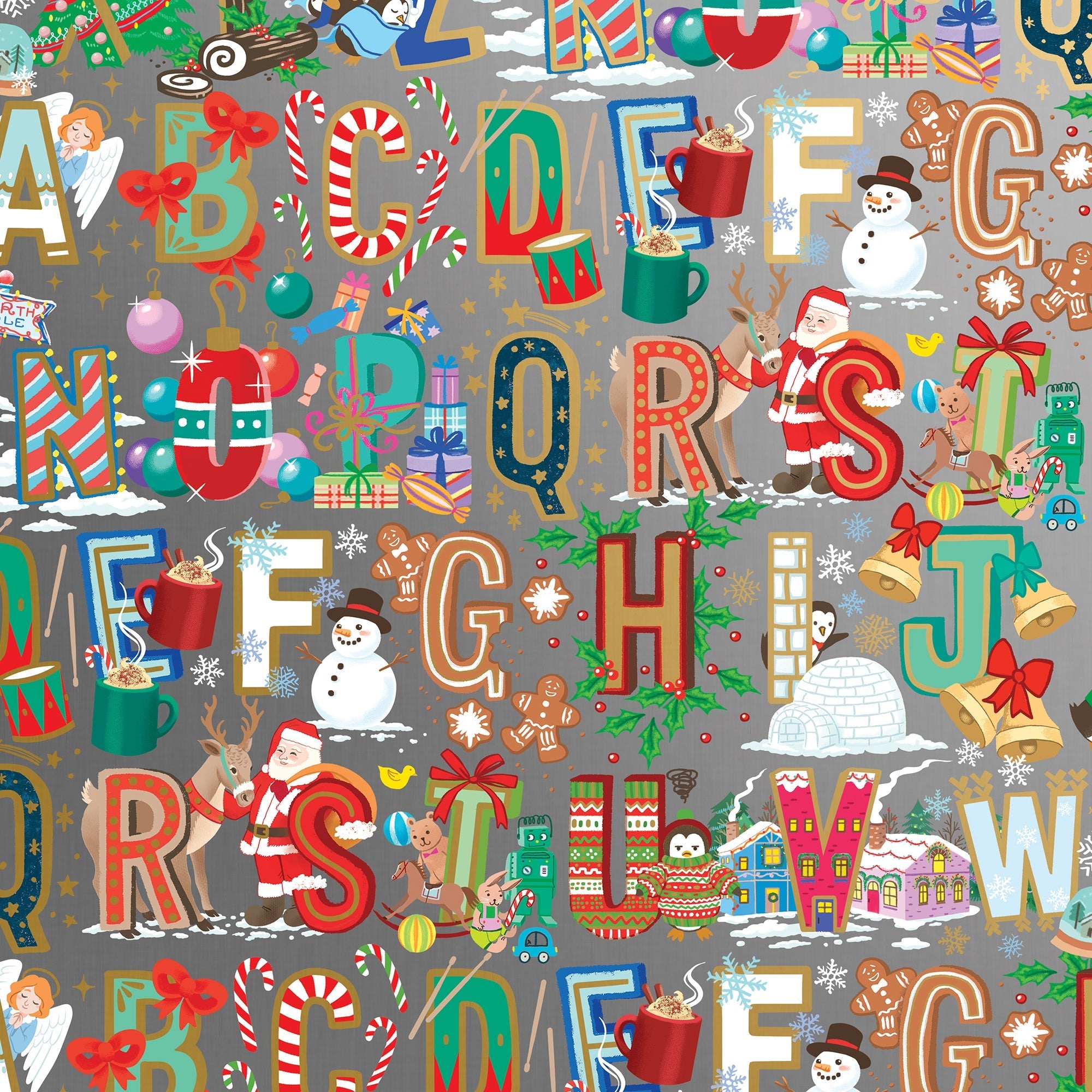 Alphabet Christmas Gift Wrap by Present Paper Full Ream 833 ft x 24 in
