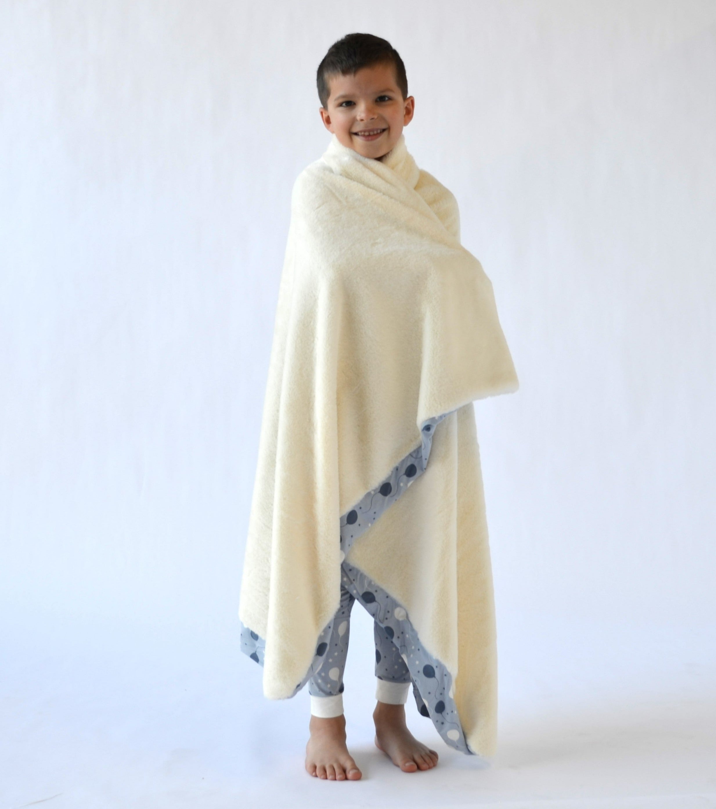 Big Kid Fur Blanket - 60 X 40 - Blue Balloons