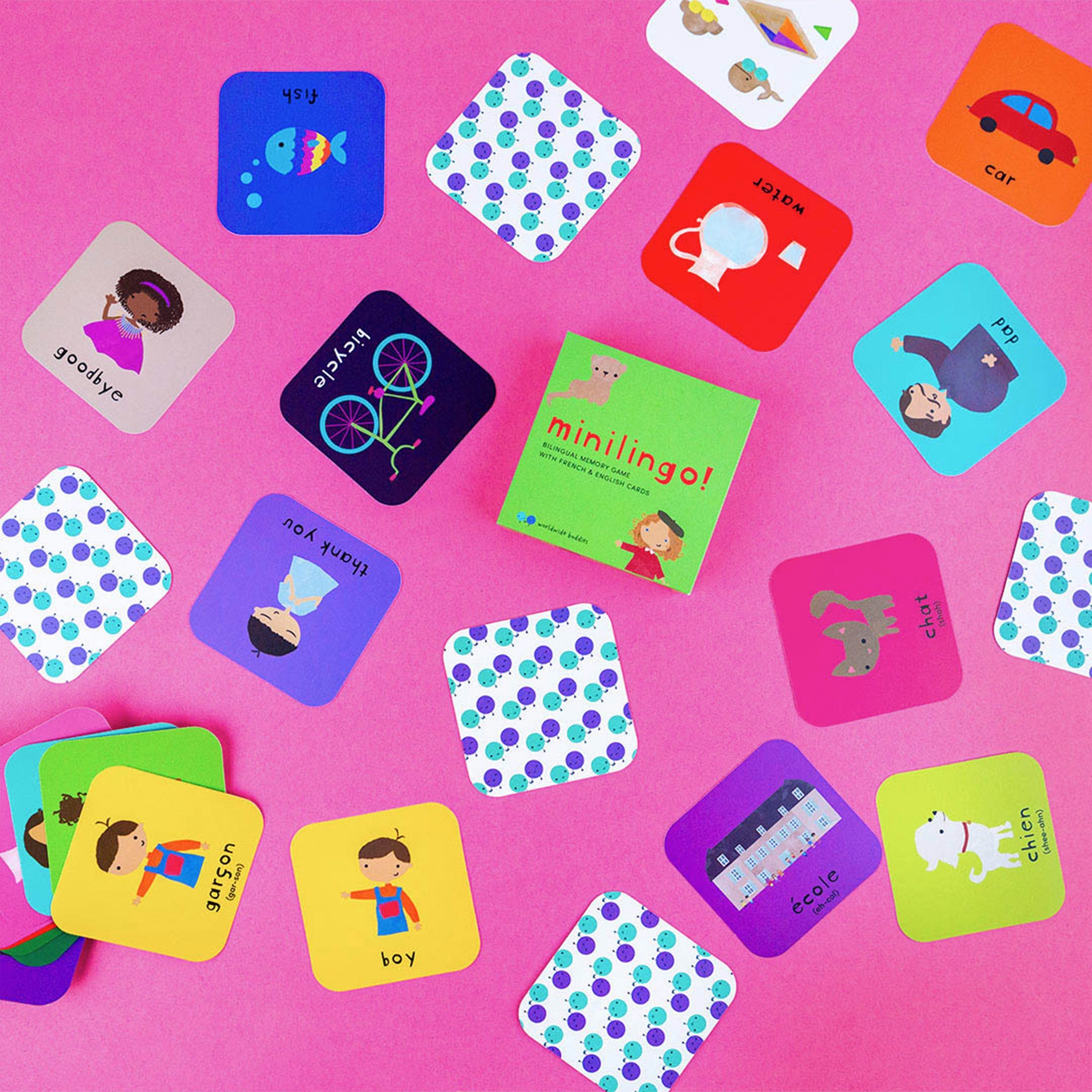 Worldwide Buddies Minilingo, English/French Flashcards Flashcards