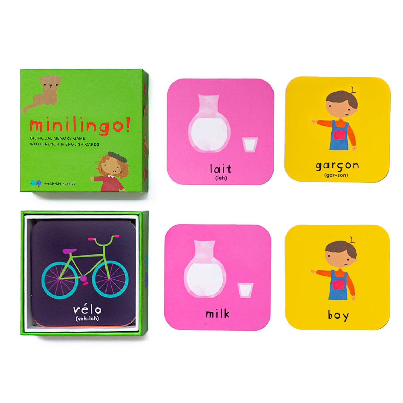 Worldwide Buddies Minilingo, English/French Flashcards Flashcards