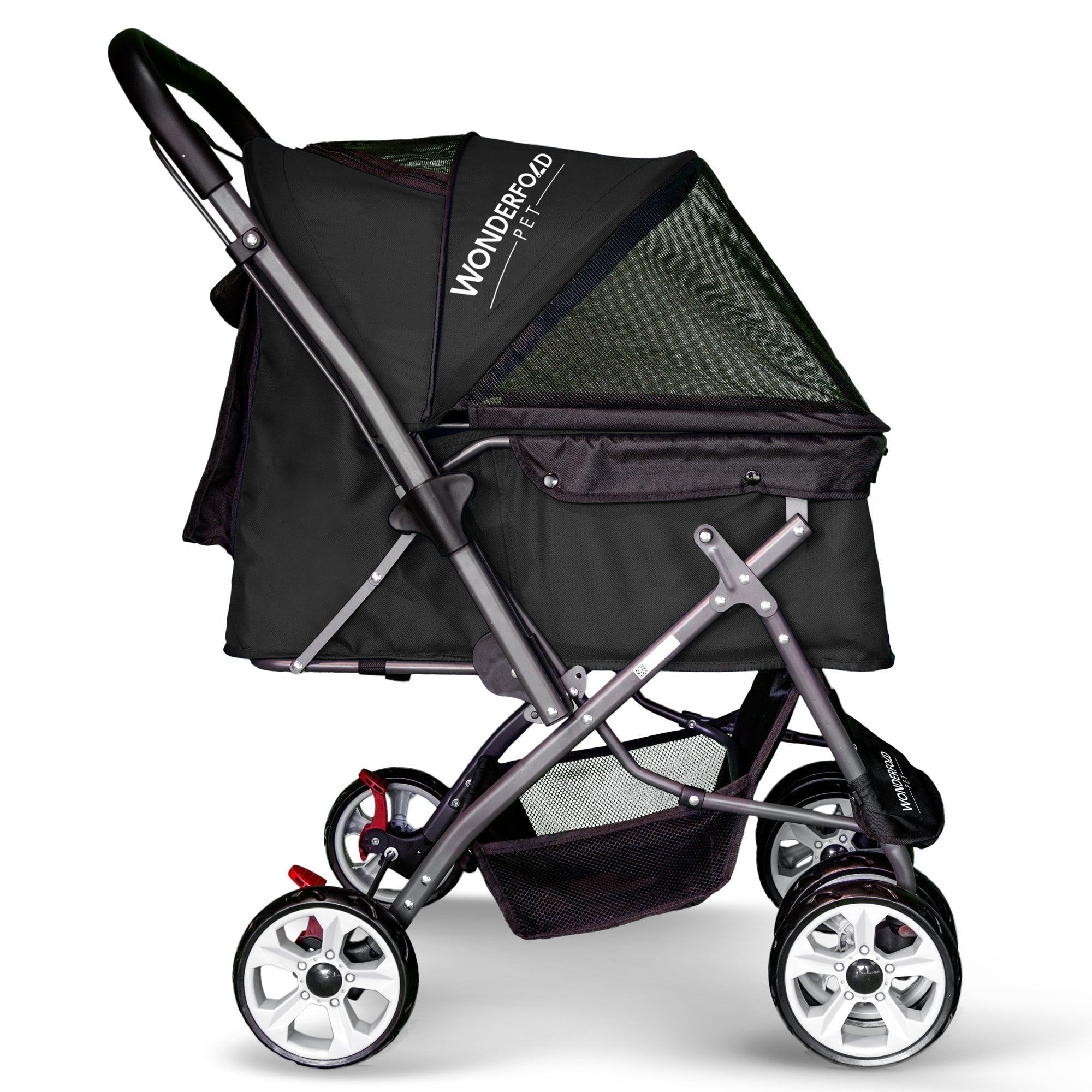 Folding Pet Stroller with Zipperless Entry & Reversible Handle Bar
