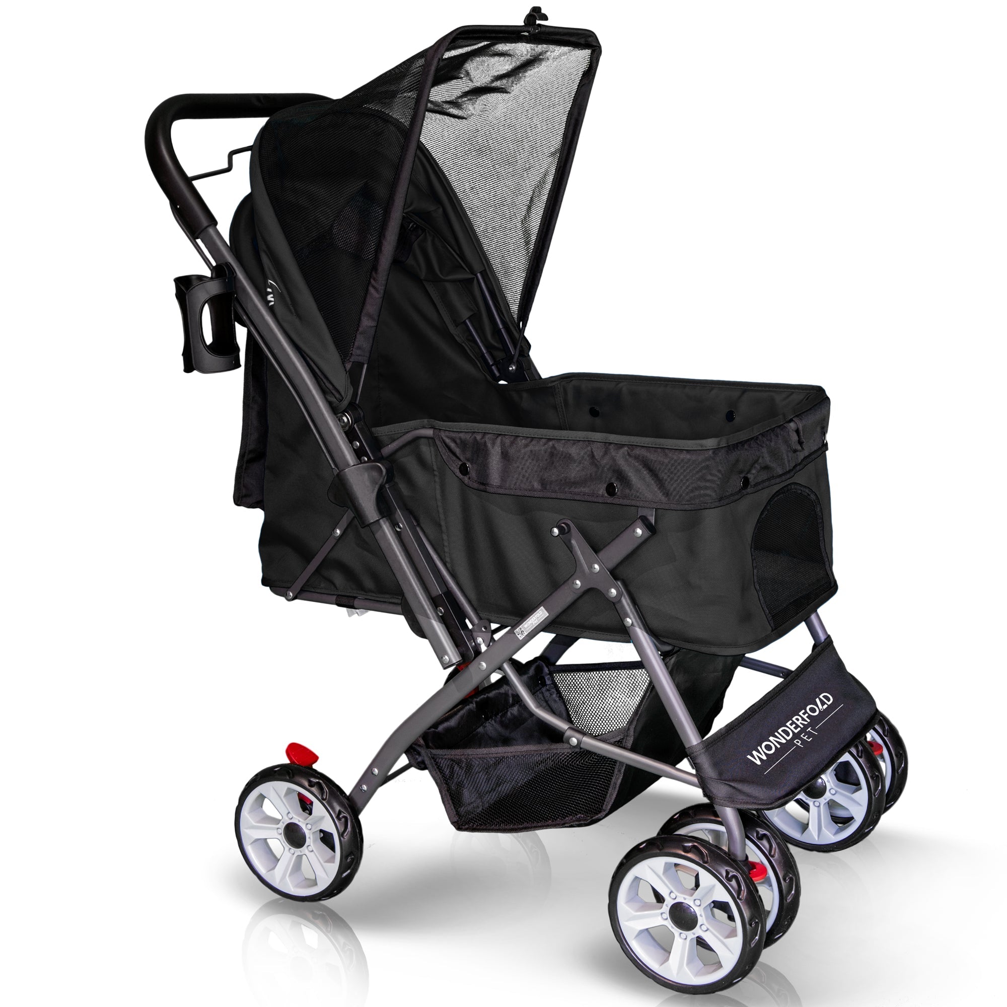 Folding Pet Stroller with Zipperless Entry & Reversible Handle Bar