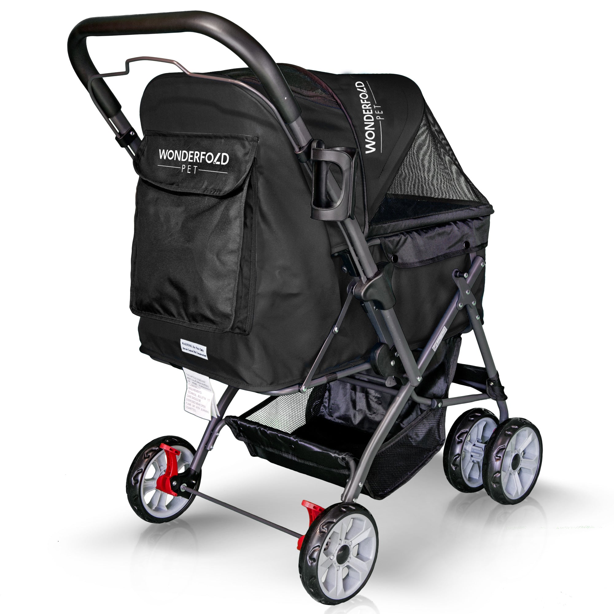 Folding Pet Stroller with Zipperless Entry & Reversible Handle Bar
