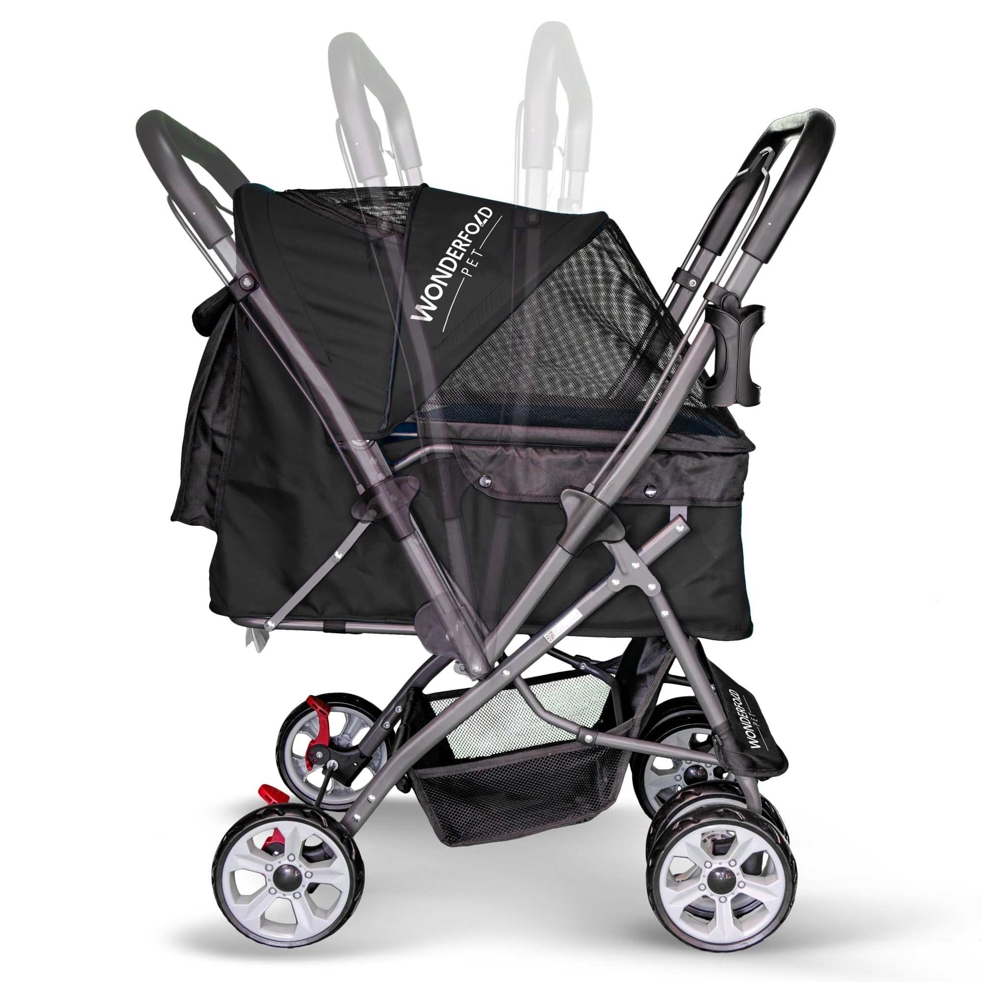 Folding Pet Stroller with Zipperless Entry & Reversible Handle Bar
