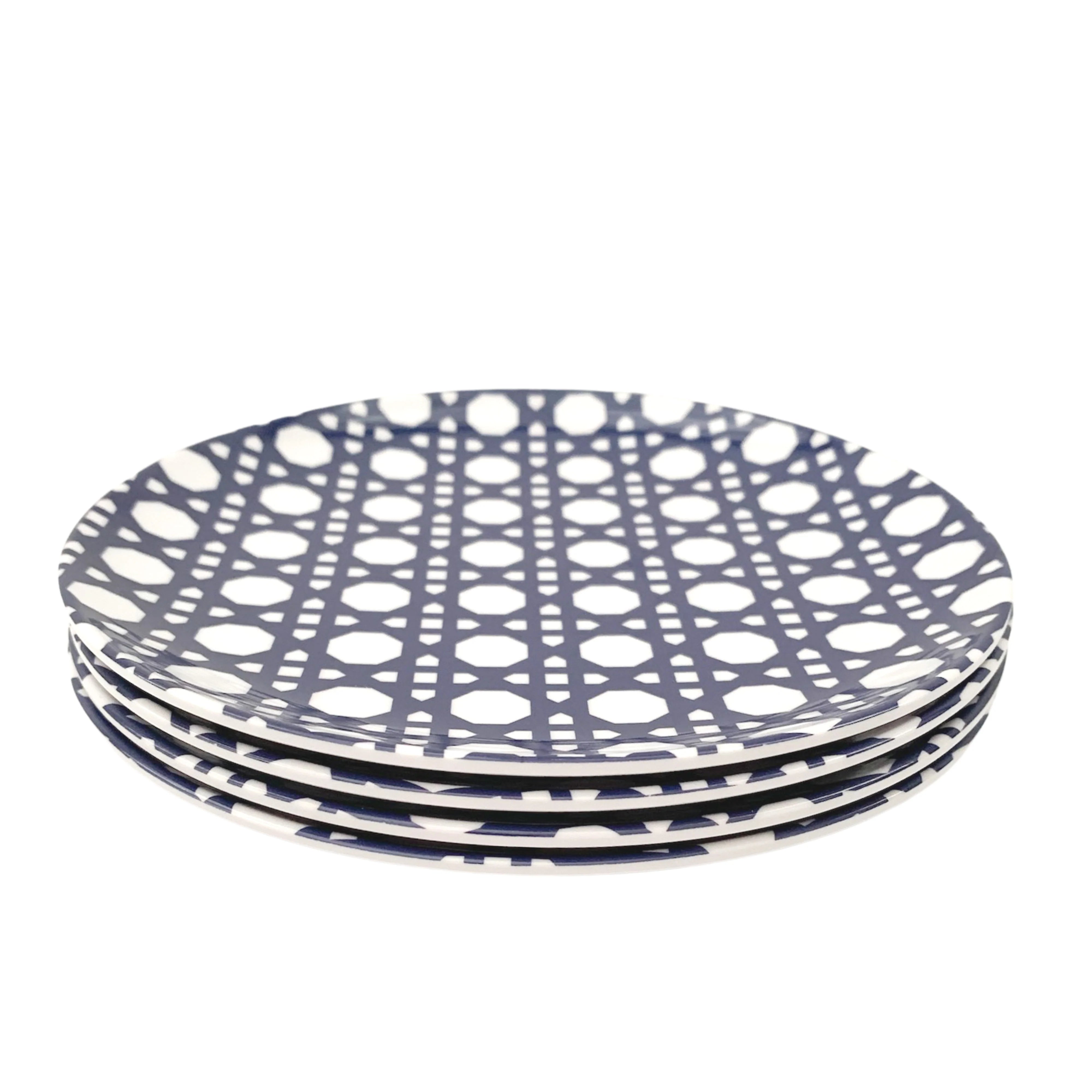 Blue Geo Appetizer Plate Set (4 Pc)