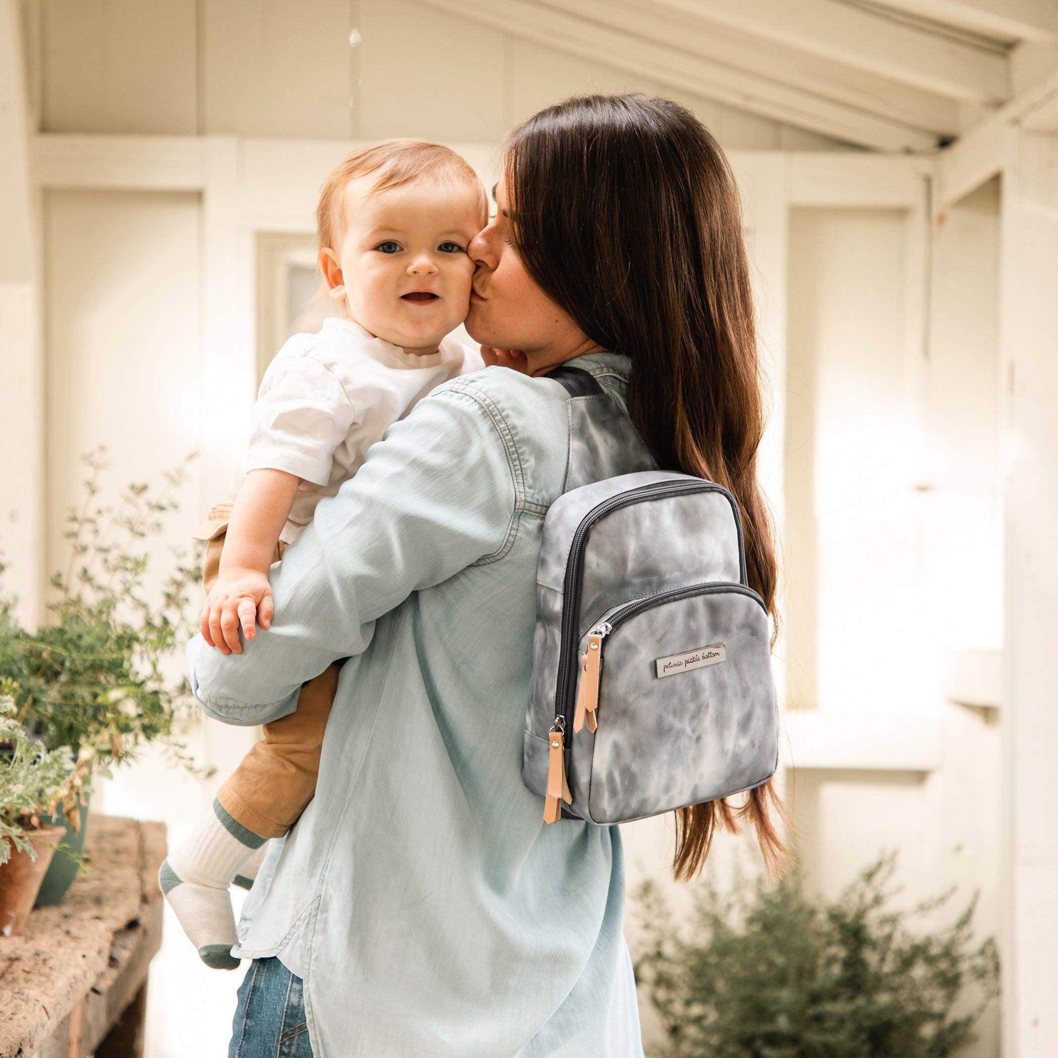 Petunia Pickle Bottom Criss-Cross Sling in Smoke Swirl & Travel Train Case Bundle