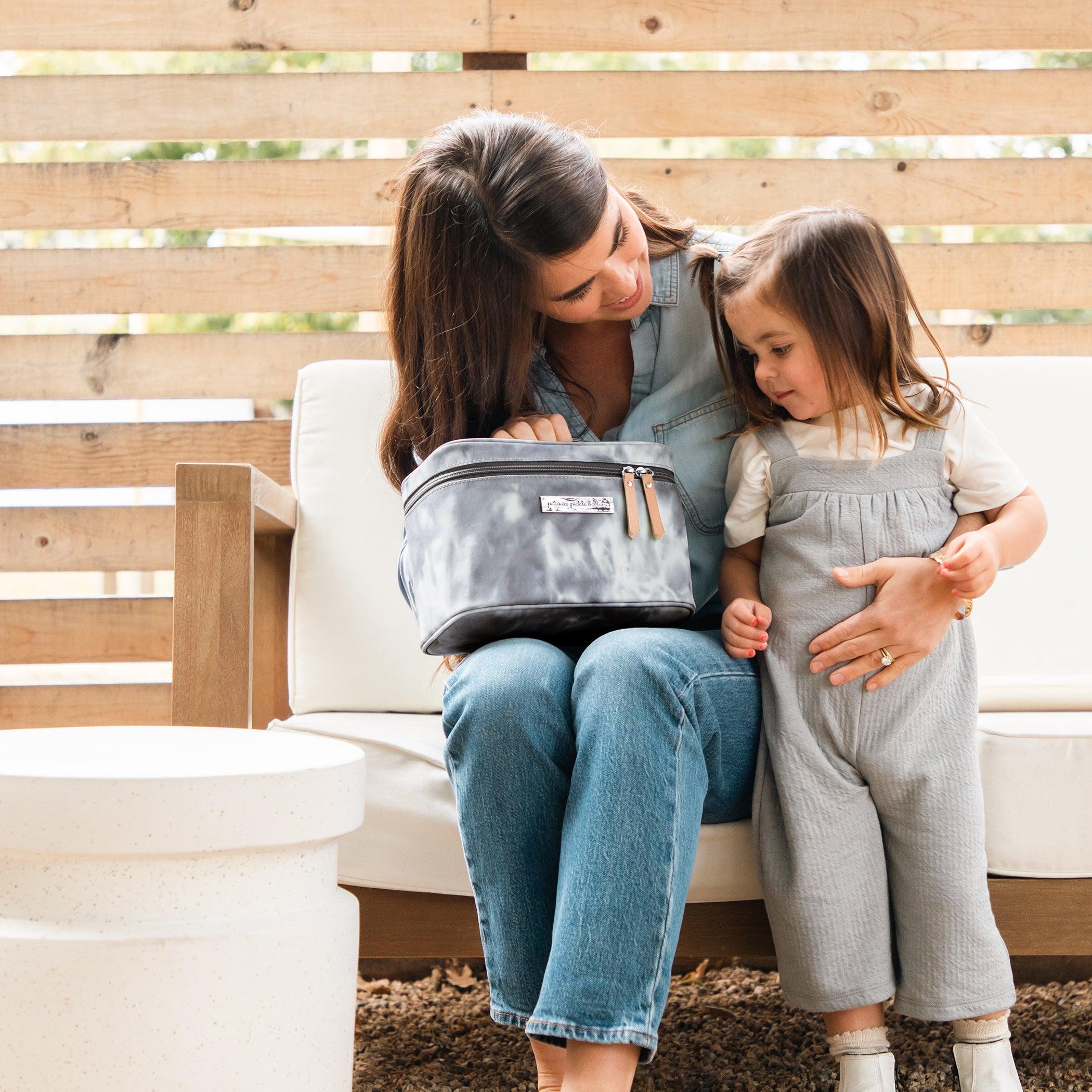 Petunia Pickle Bottom Criss-Cross Sling in Smoke Swirl & Travel Train Case Bundle