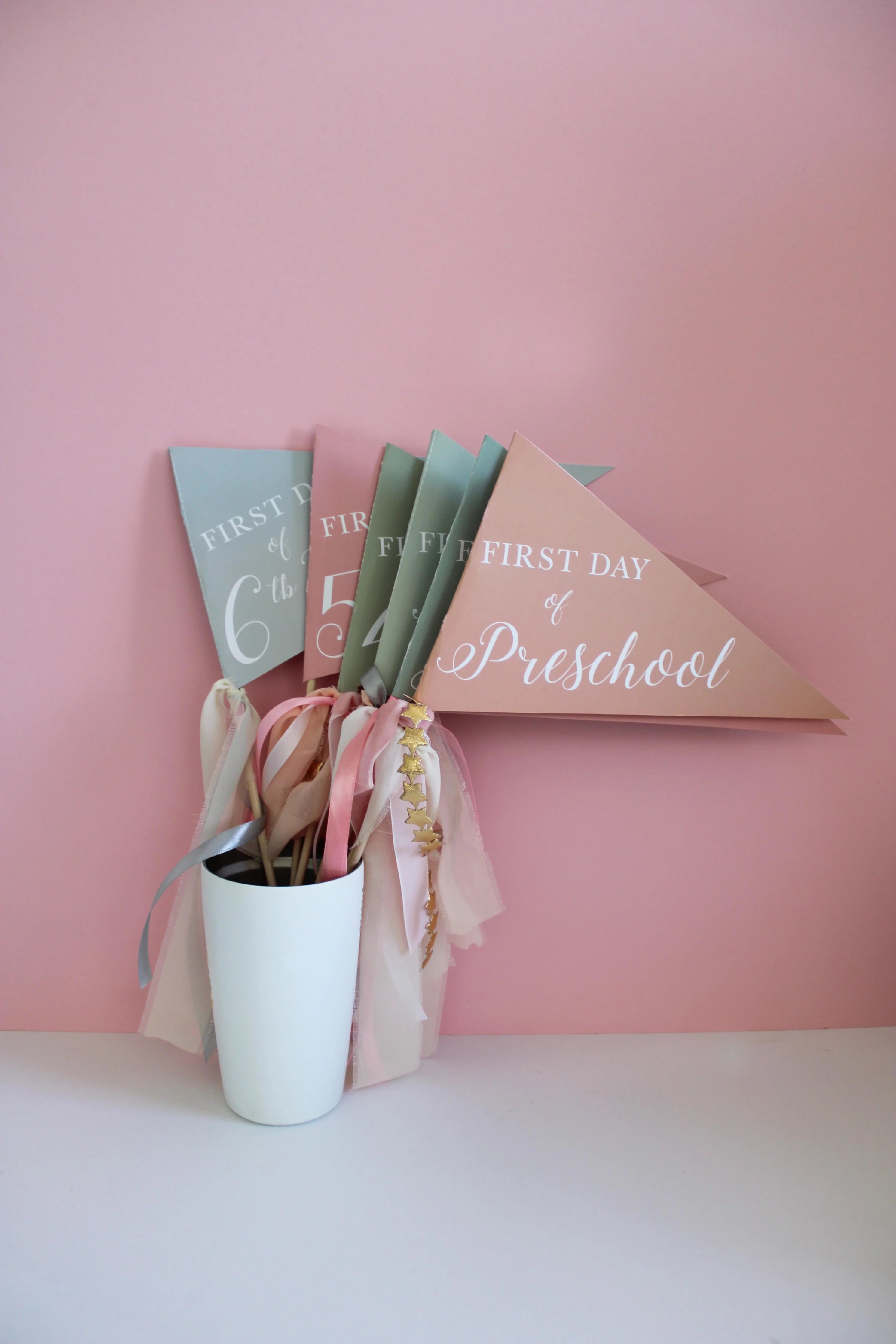 Dusty Rose School Pennant Flags