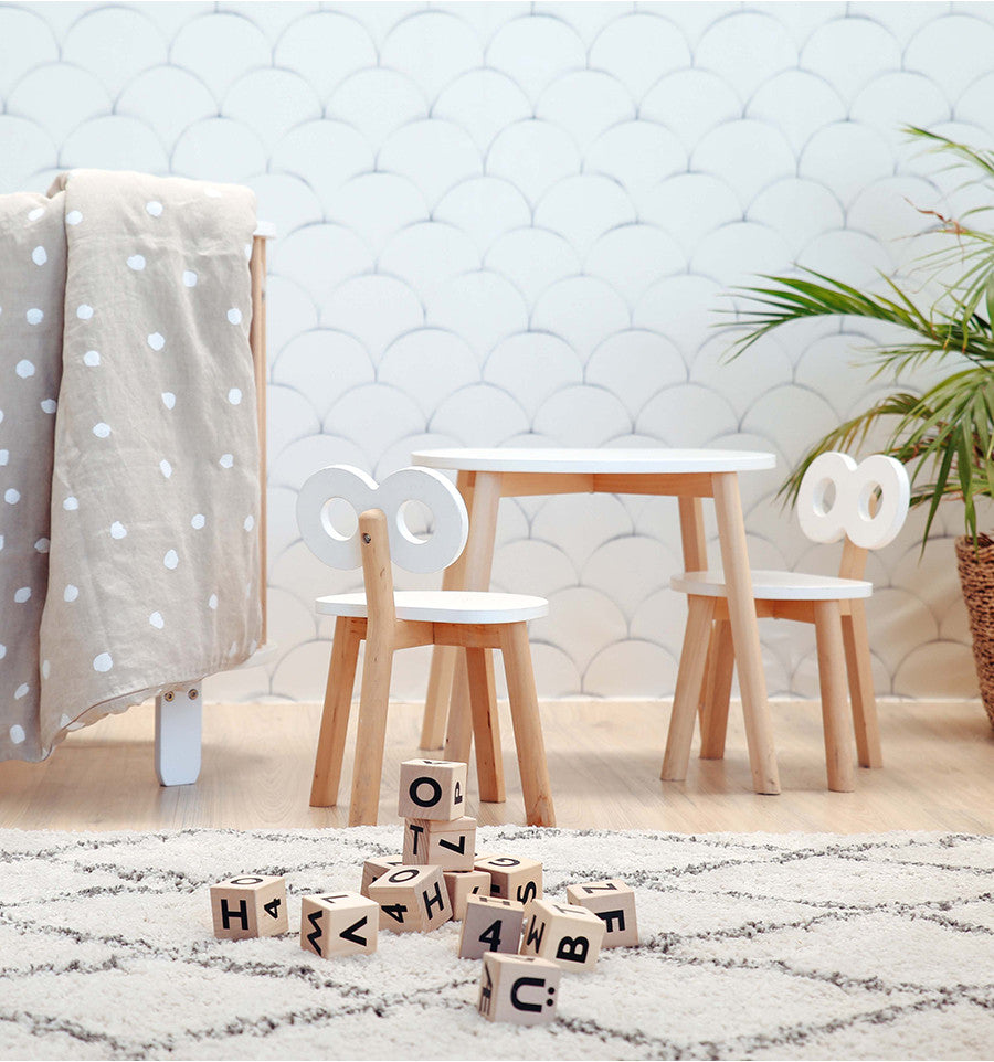 Double-O Wooden Kids' Chair - White