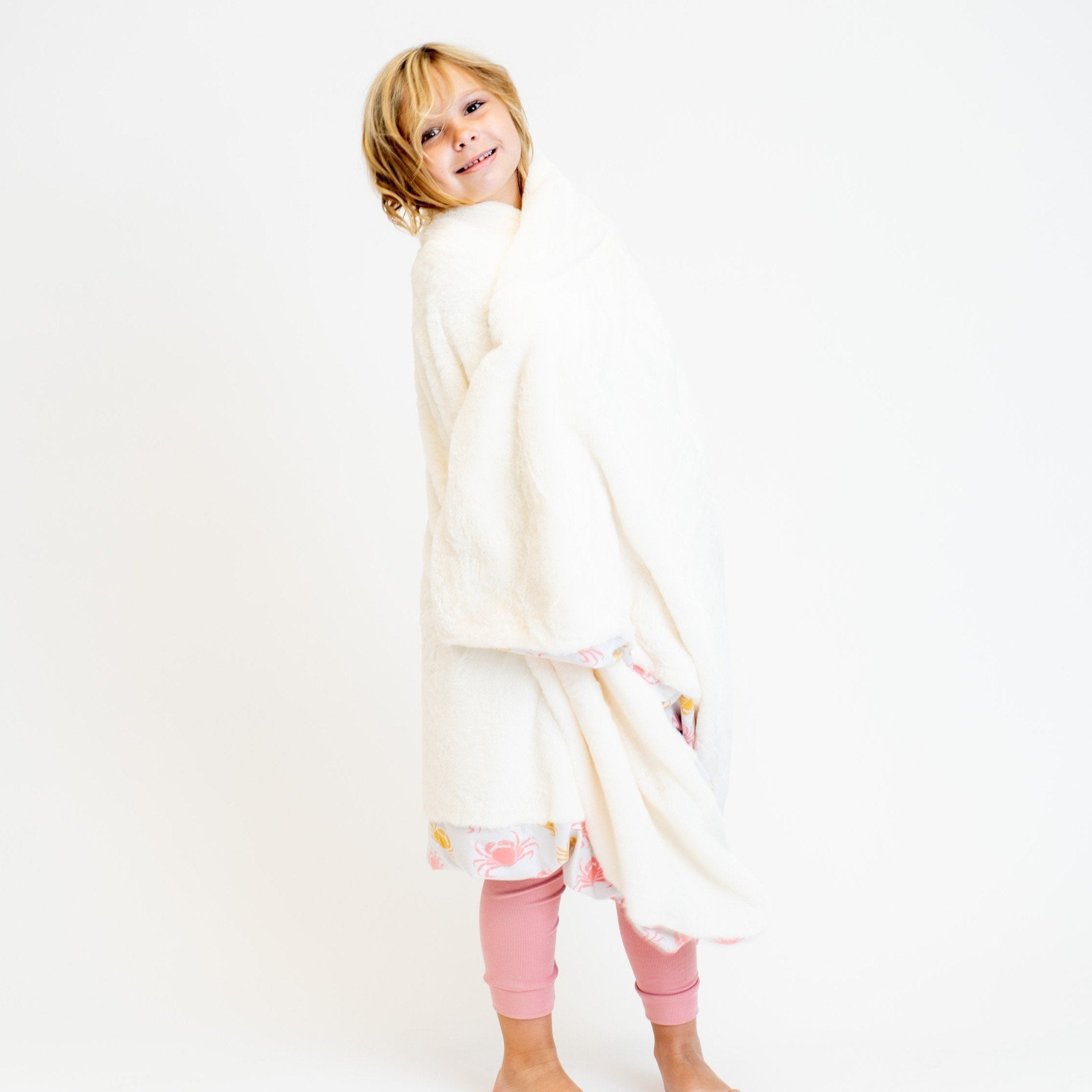 Big Kid Fur Blanket - 60 X 40 - Pink Crabs