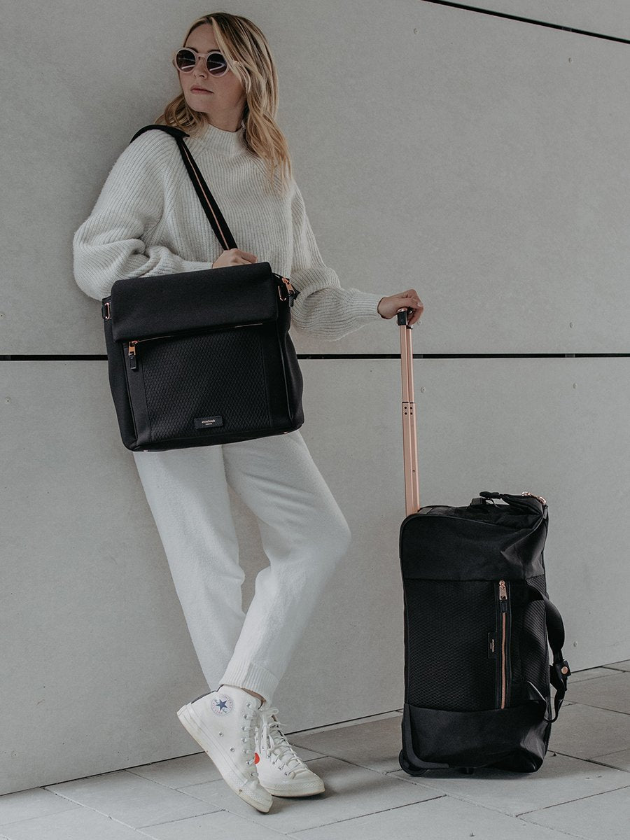 Storksak St James Scuba Black Shoulder Bag Backpack Diaper Bag Shoulder Bags