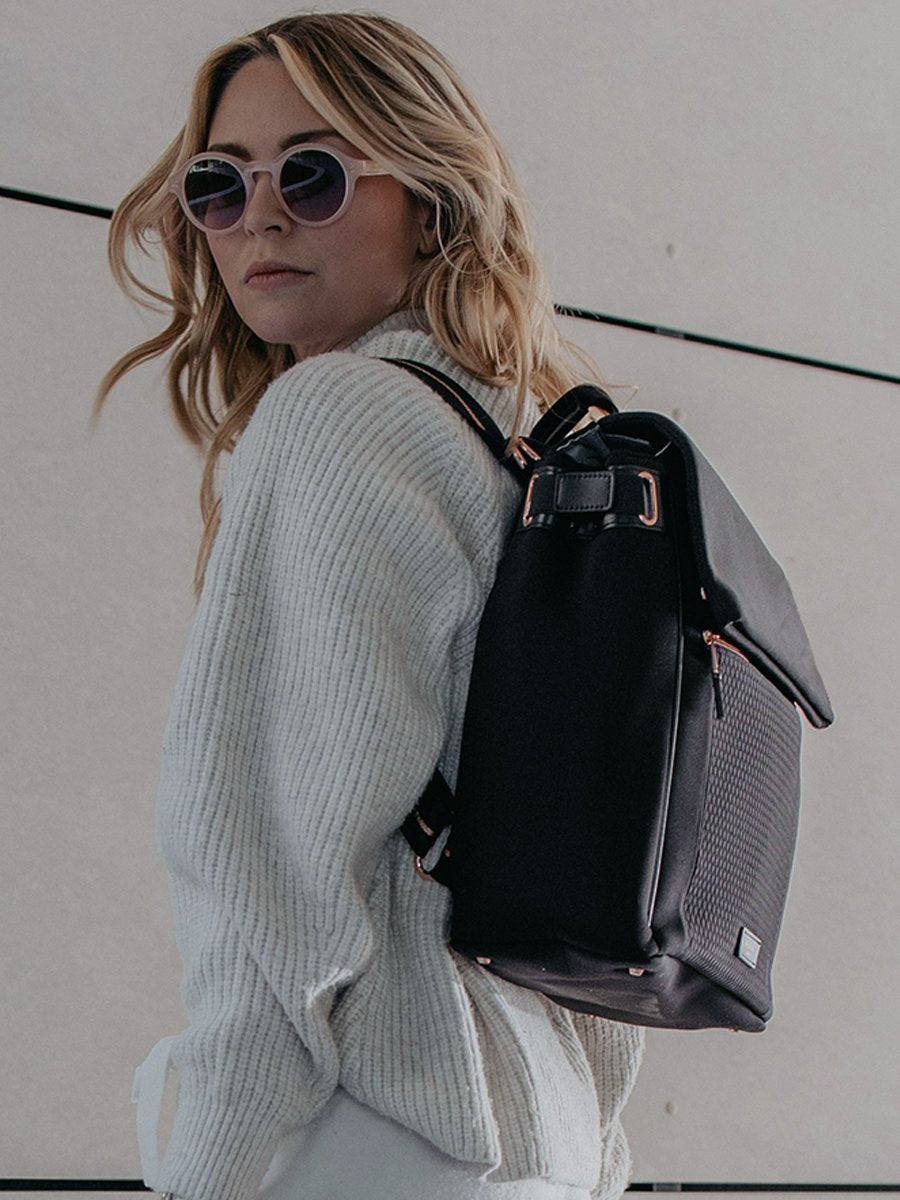 Storksak St James Scuba Black Shoulder Bag Backpack Diaper Bag Shoulder Bags