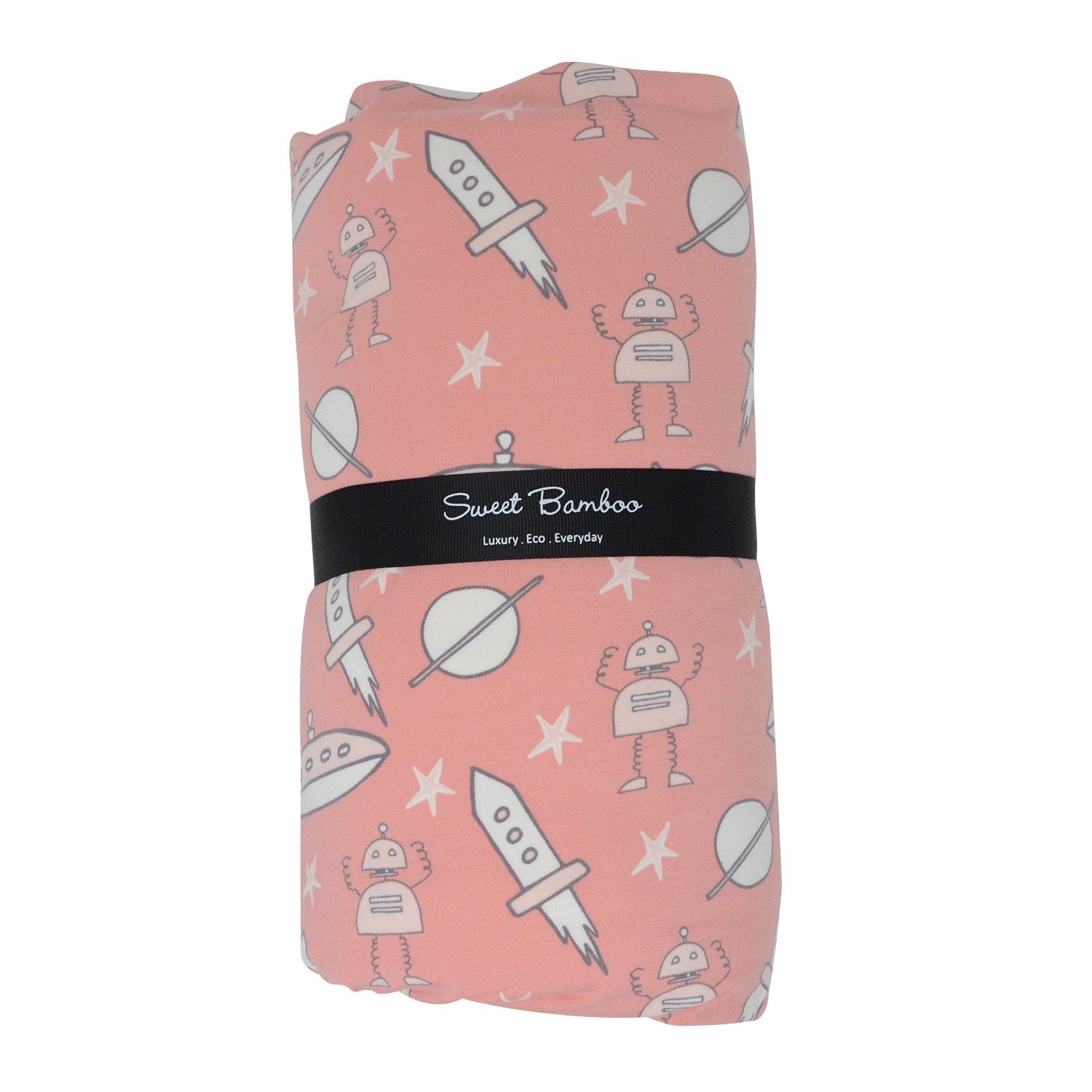 Big Kid Fur Blanket - 42 X 42 - Robot Pink - Outer Space Pink