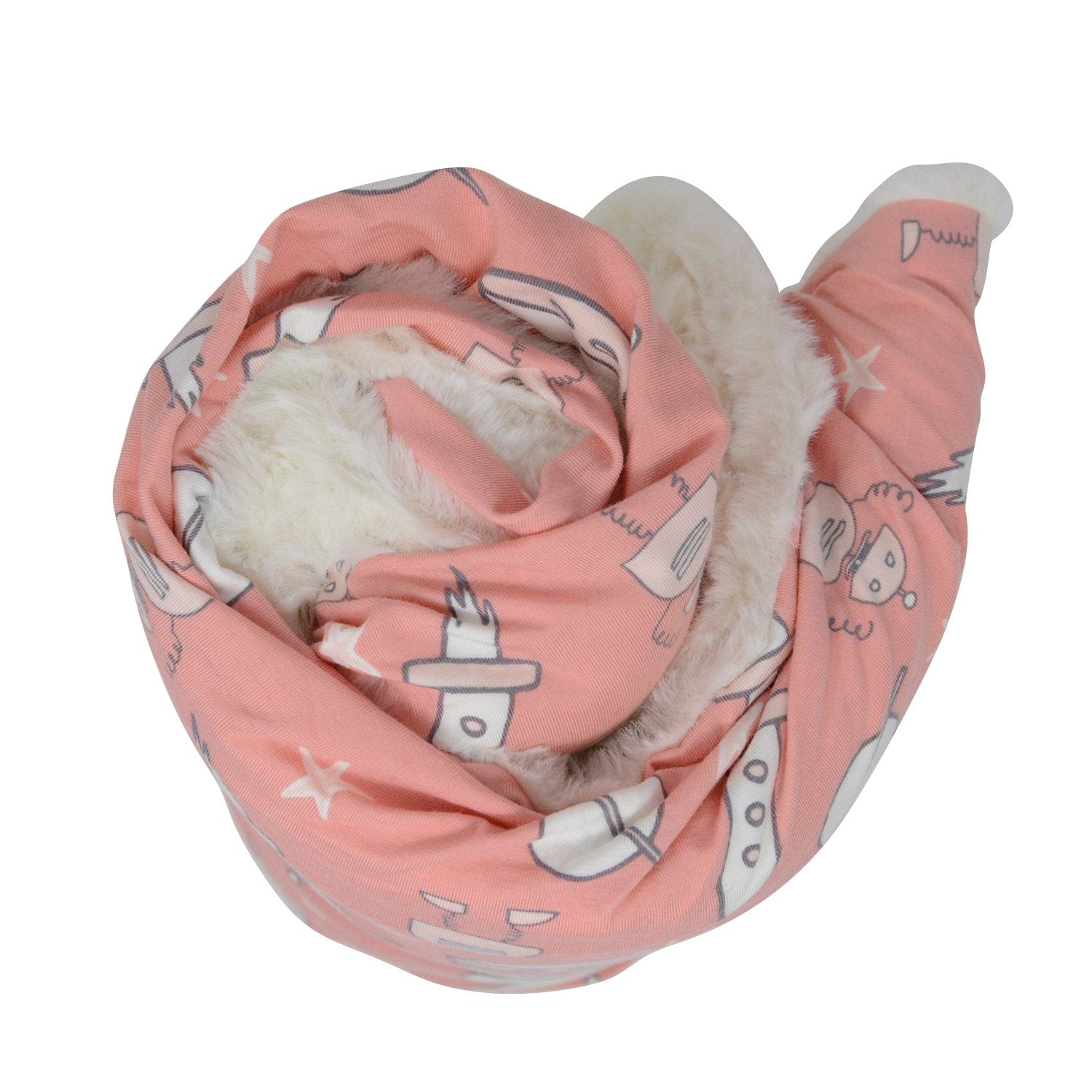 Big Kid Fur Blanket - 42 X 42 - Robot Pink - Outer Space Pink