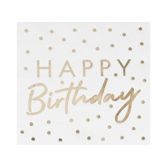 Gold Foil Happy Birthday Dot Napkin