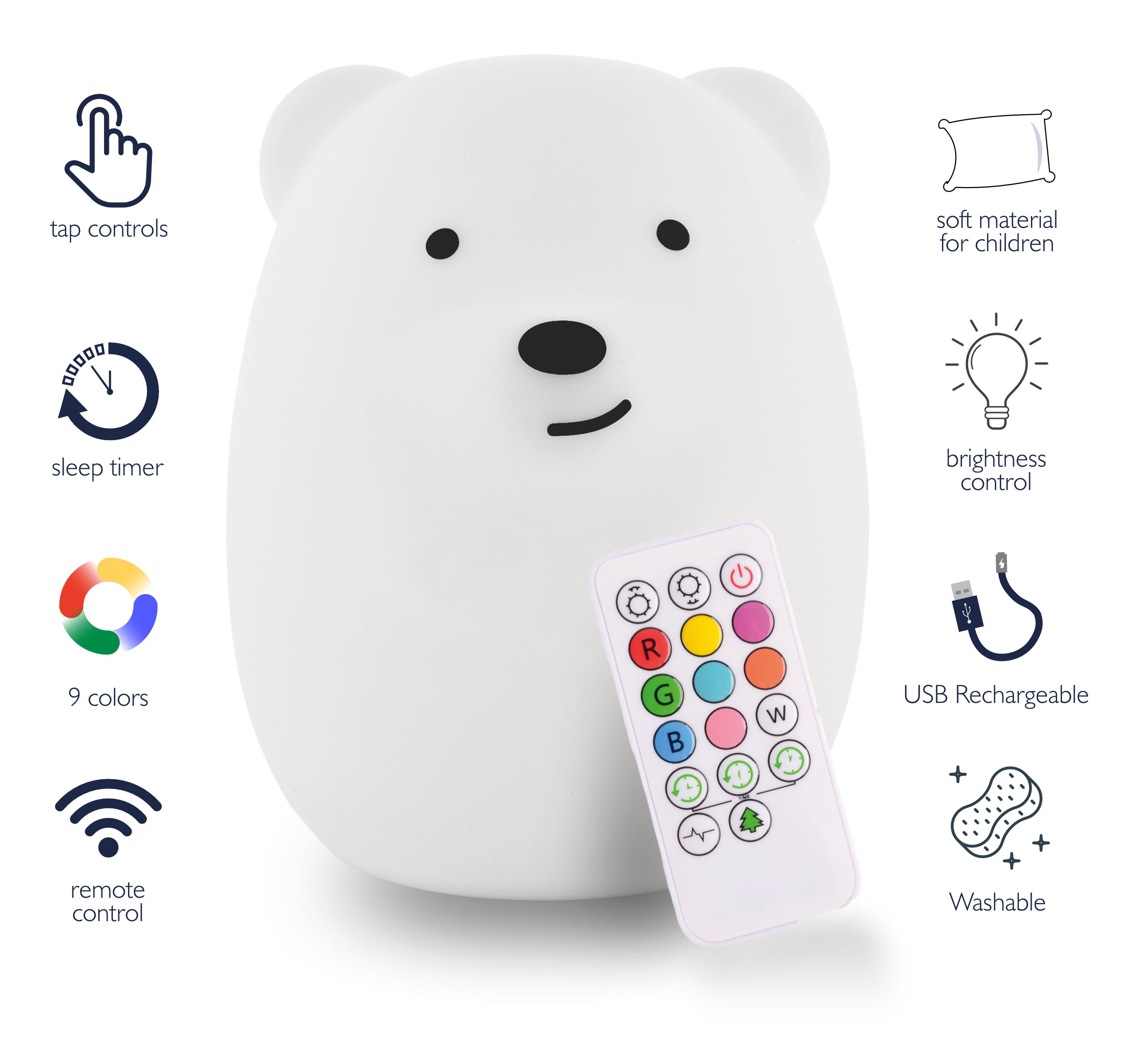LumiPets® Bear - Children's Nursery Touch Night Light