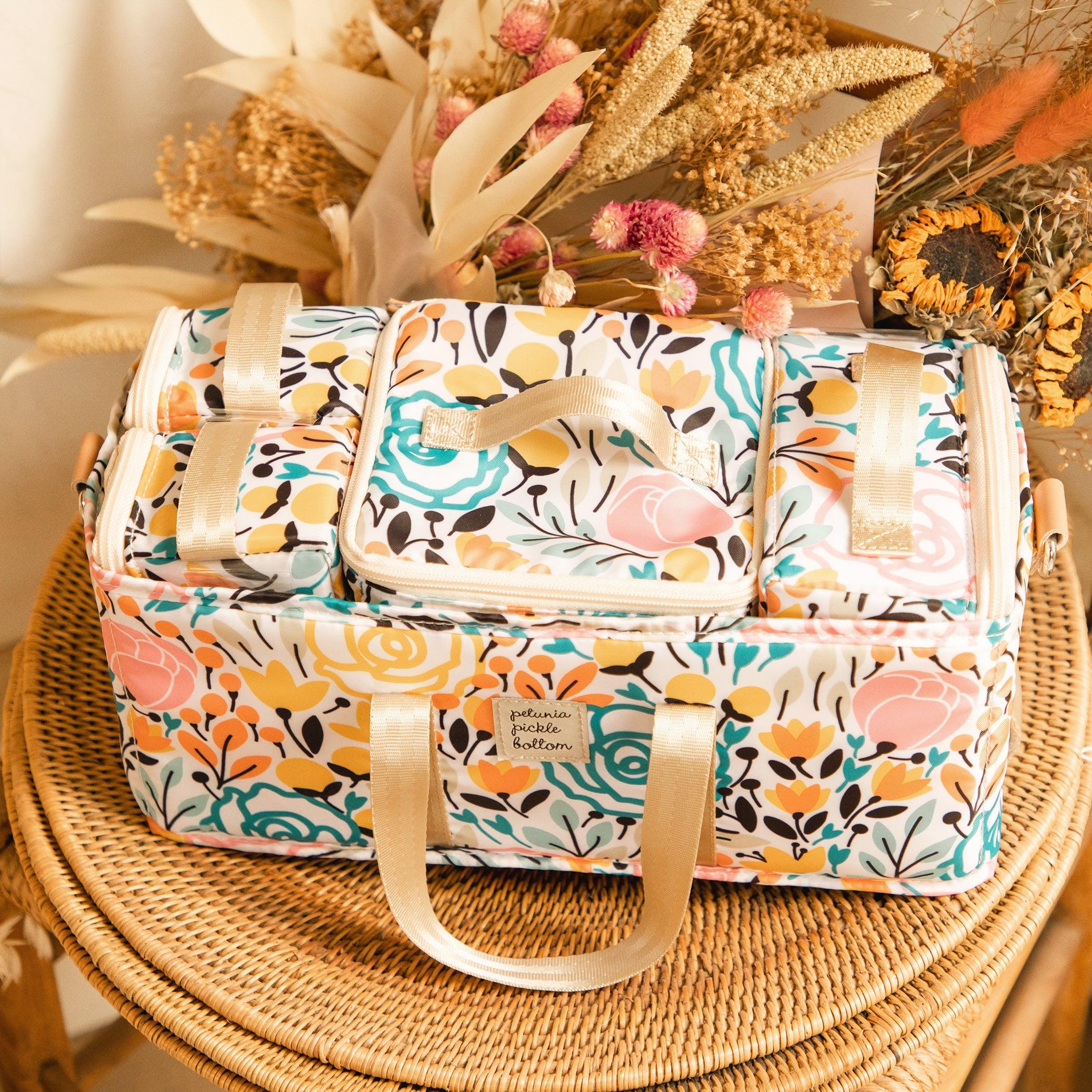 Petunia Pickle Bottom Inter-Mix System Deluxe Kit in Happy Meadow Diaper Caddie