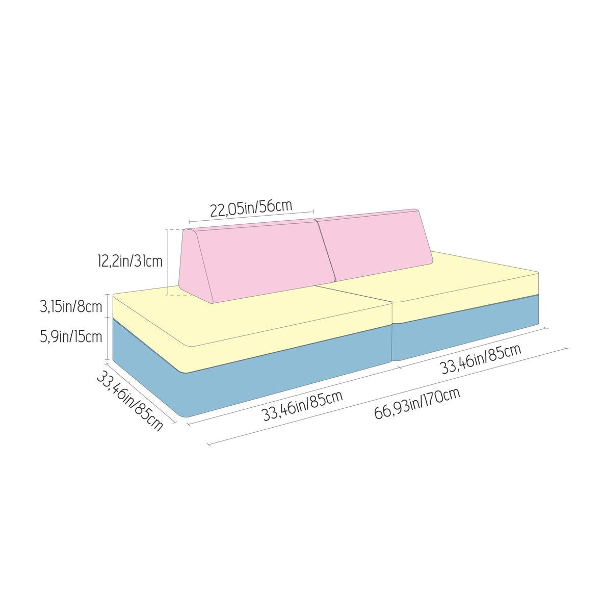 Monboxy OEKO-TEX Play Couch with Fabric Cover