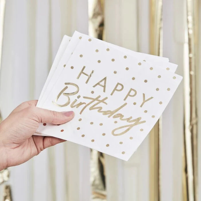 Gold Foil Happy Birthday Dot Napkin