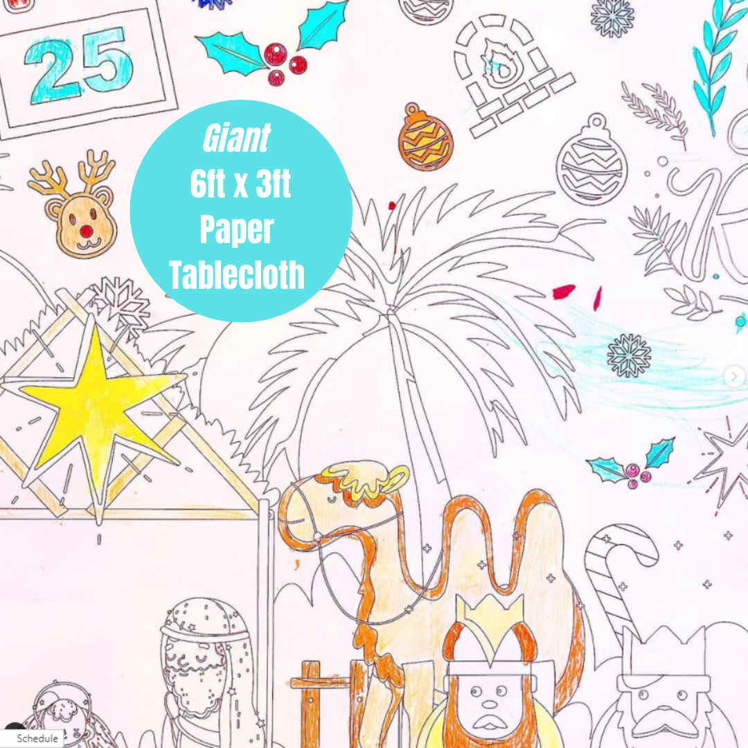 Creative Crayons Workshop Christmas Nativity Coloring Table Cover by Creative Crayons Workshop