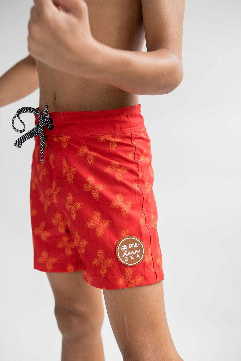 Toddler Soft Shorts for Swim in Red Breadfruit Bandana - OF ONE SEA
