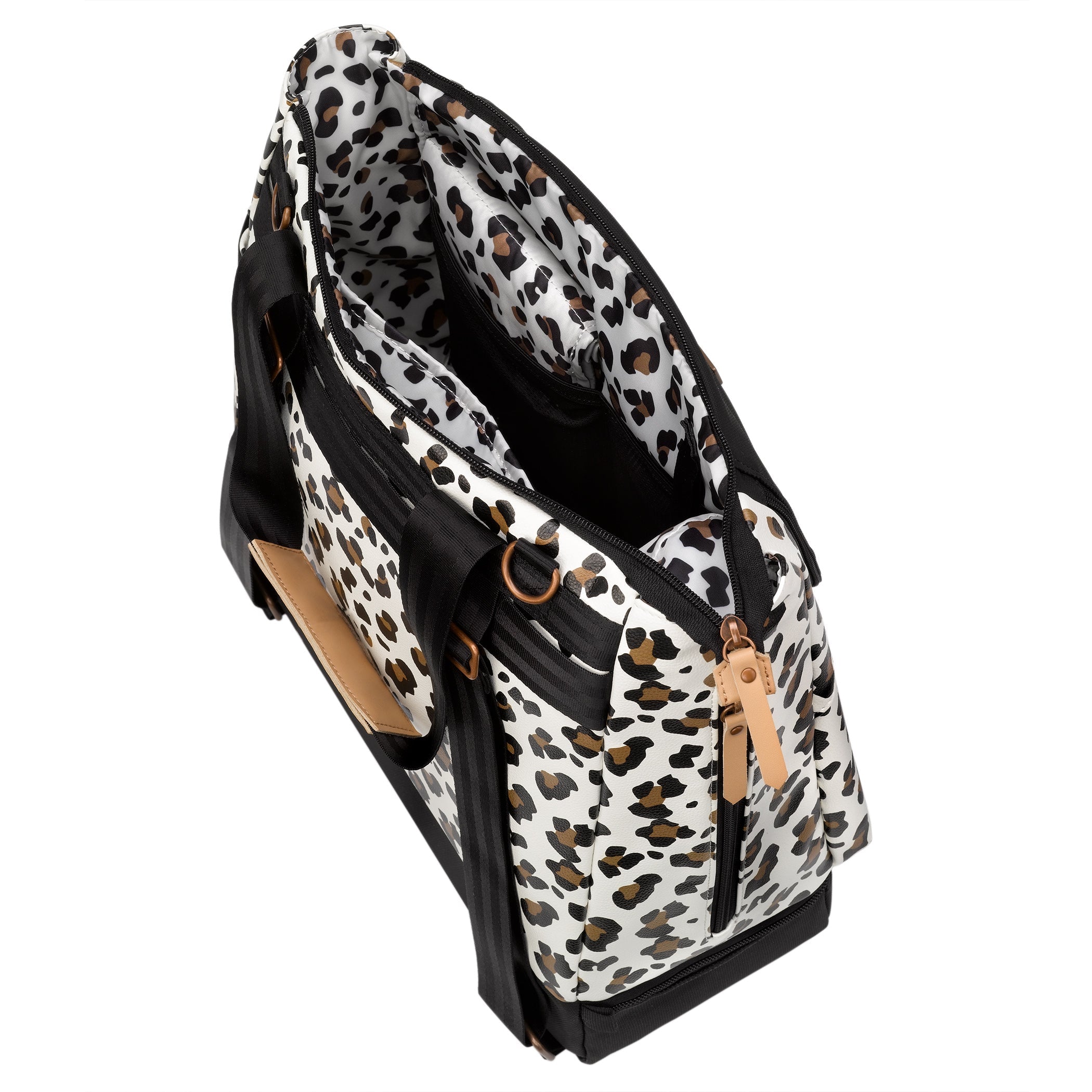 Petunia Pickle Bottom Convertible Tote Diaper Backpack Pivot Pack in Moon Leopard