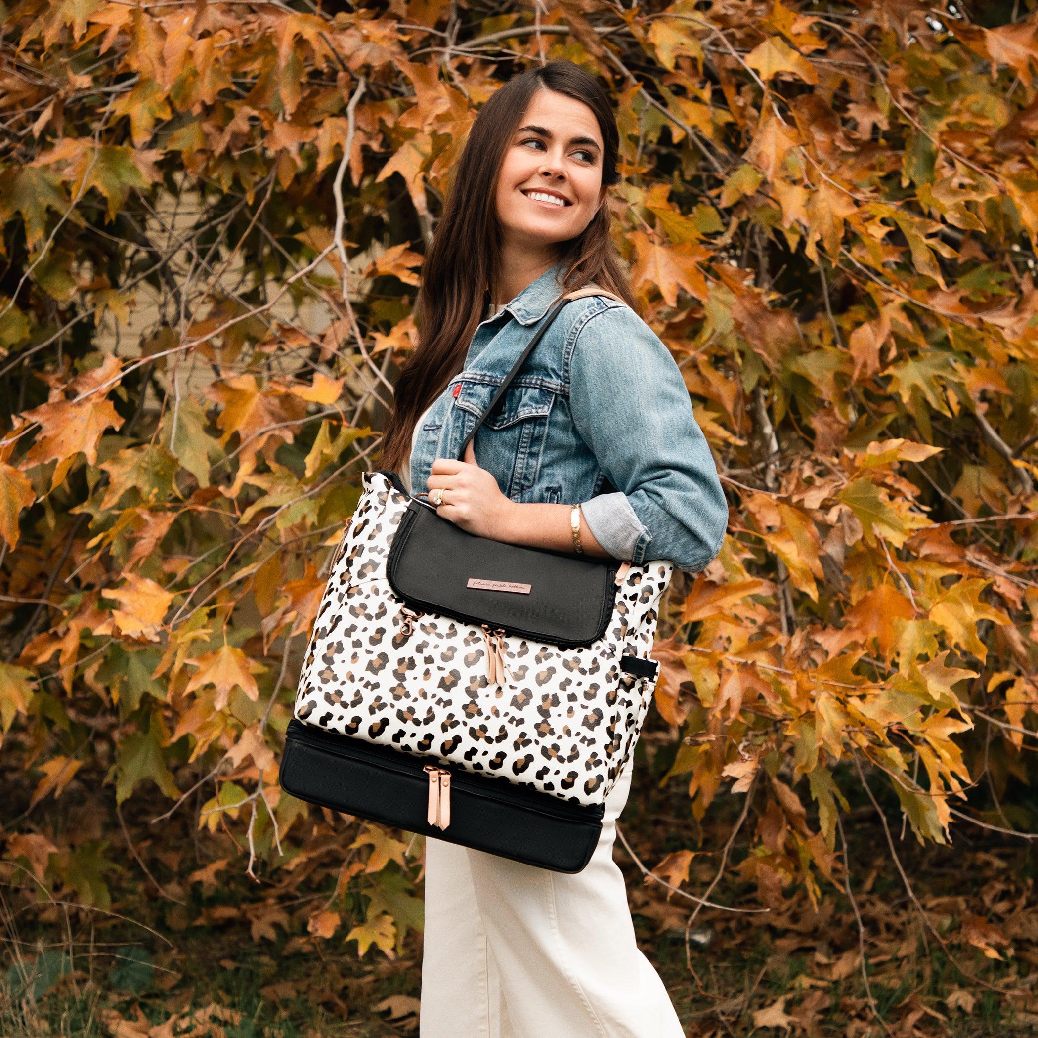 Petunia Pickle Bottom Convertible Tote Diaper Backpack Pivot Pack in Moon Leopard