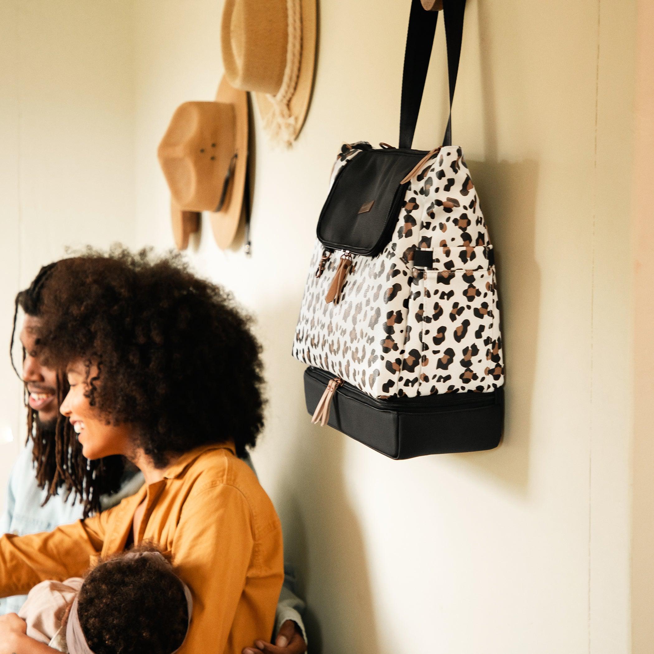 Petunia Pickle Bottom Convertible Tote Diaper Backpack Pivot Pack in Moon Leopard