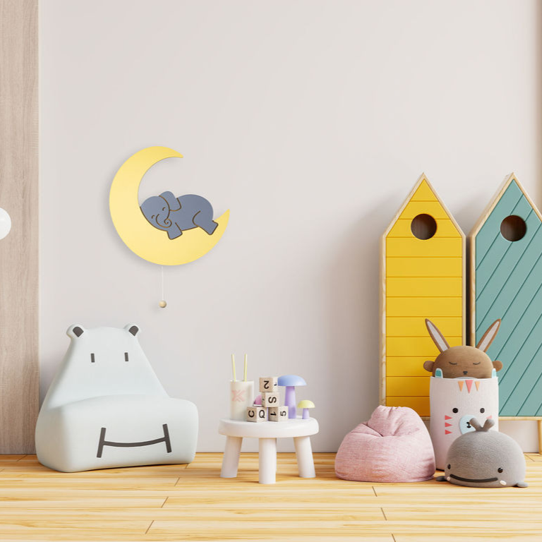 LumiDreams Wall Light - Kid's Decor Nightlight Elephant on Moon