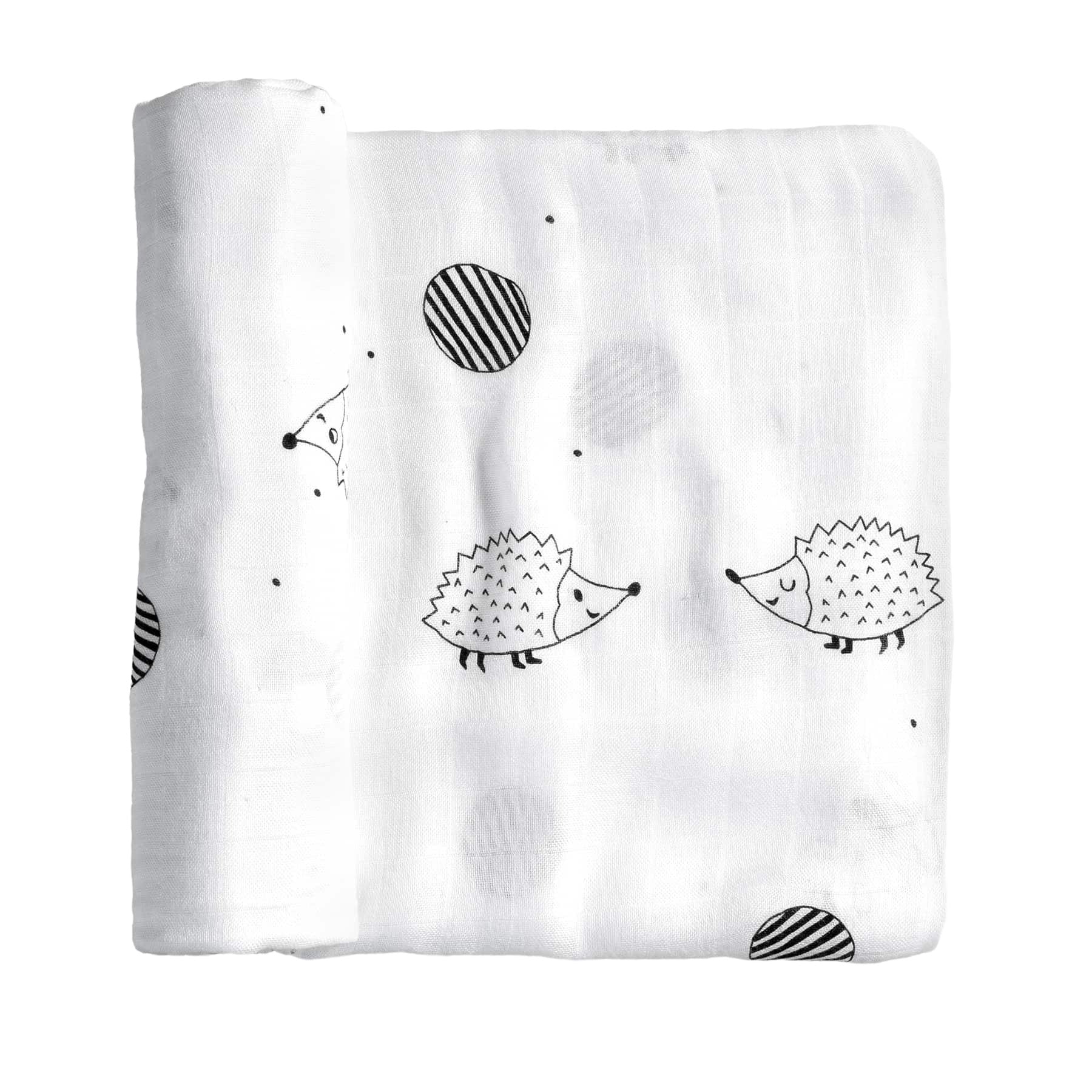 Hedgehog And Mushrooms Bamboo Swaddle