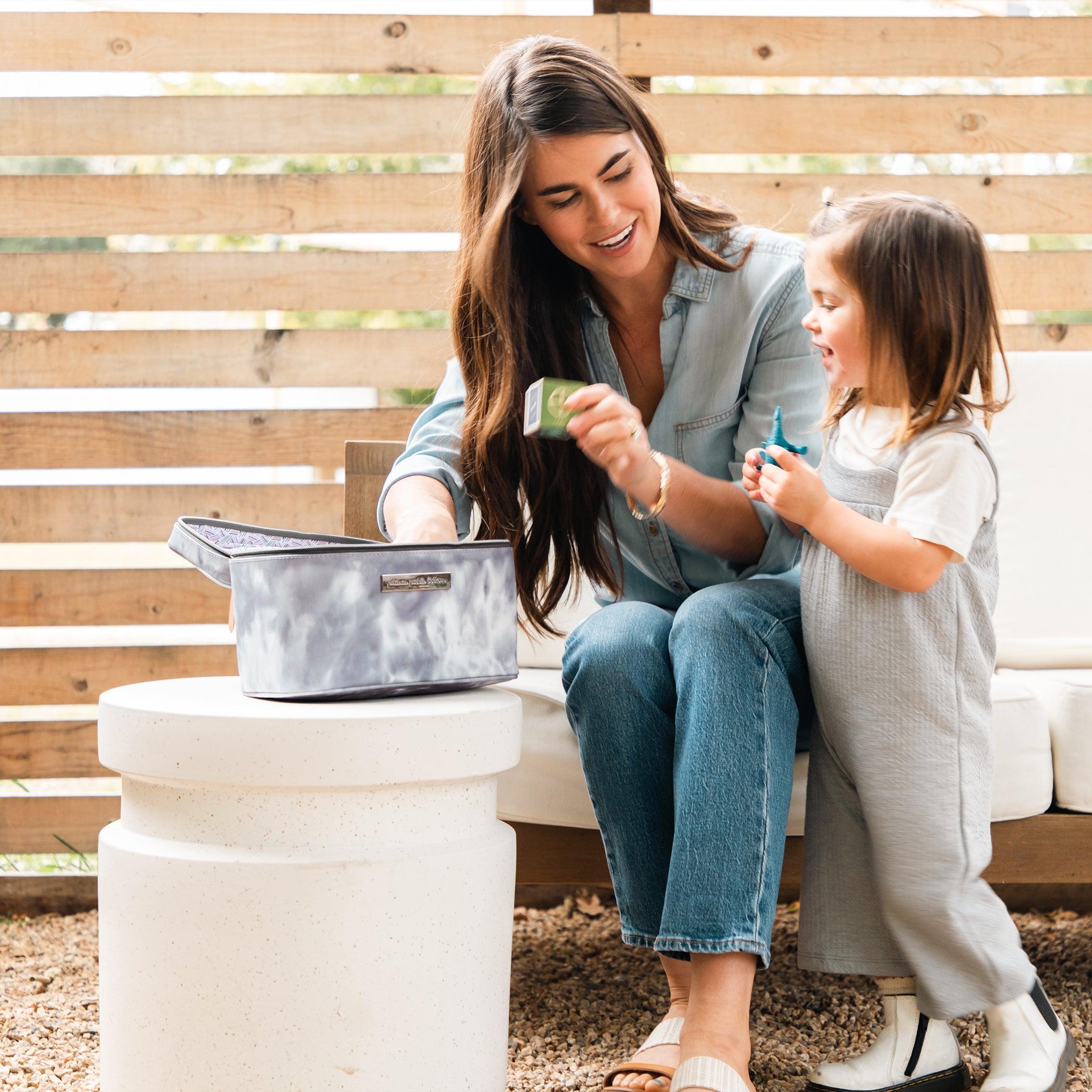 Petunia Pickle Bottom Travel Train Case in Smoke Swirl Makeup Case