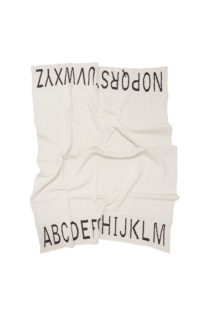 Knitted Blanket Abc Natural - Black