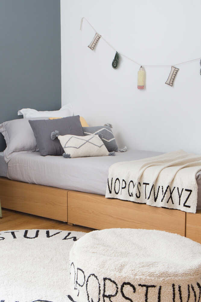 Knitted Blanket Abc Natural - Black