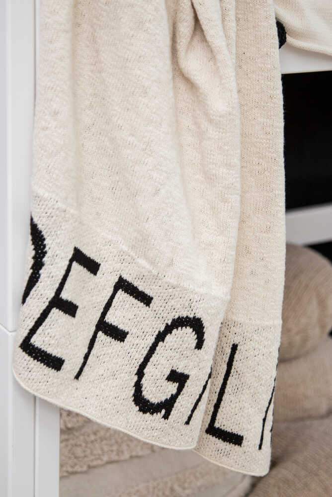Knitted Blanket Abc Natural - Black