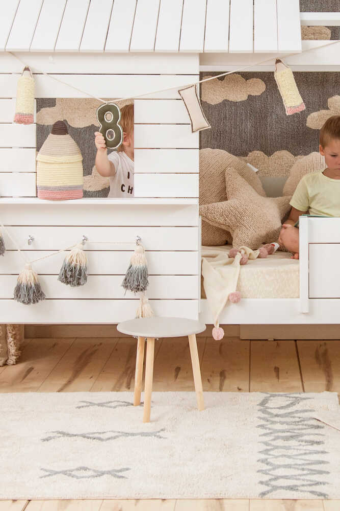 Washable Rug Atlas Natural - Vintage Blue - Bereber Style