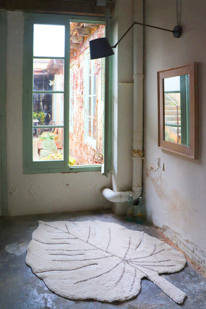 Washable Rug Monstera Natural - Re Edition + Plants