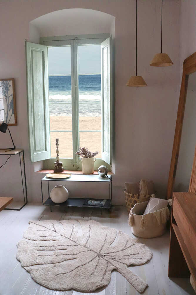 Washable Rug Monstera Natural - Re Edition + Plants