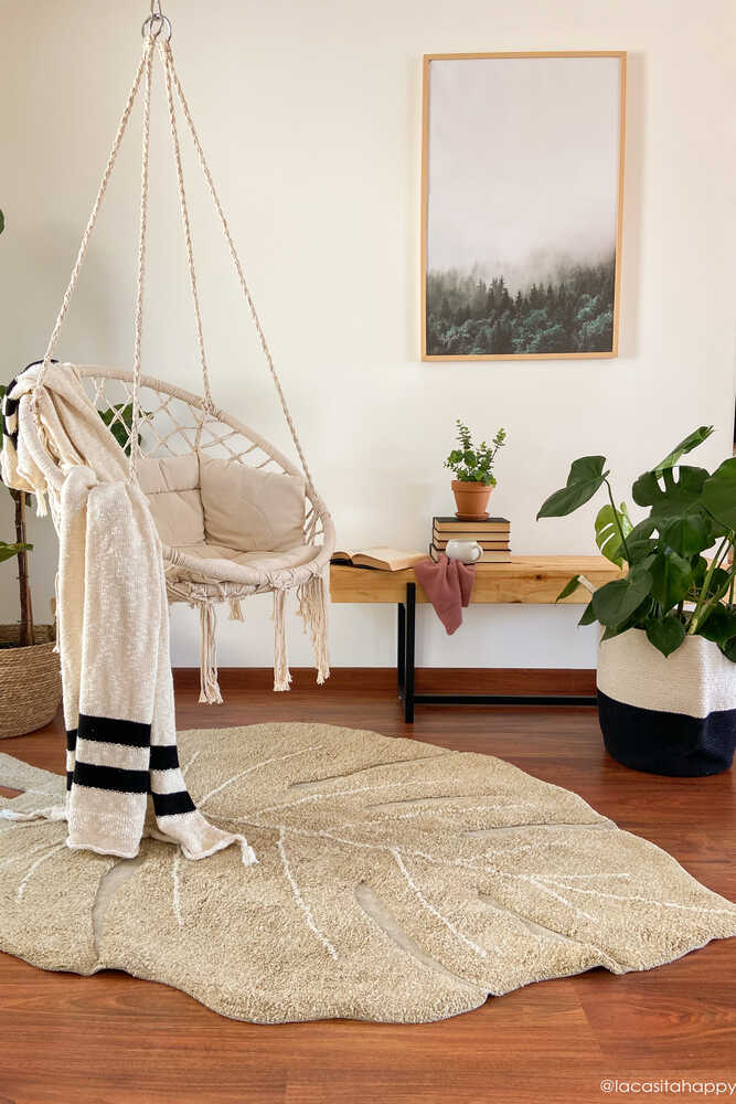 Washable Rug Monstera Olive - Re Edition + Plants