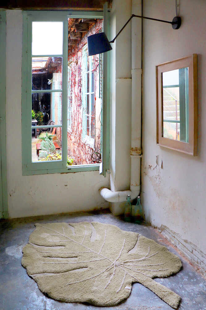 Washable Rug Monstera Olive - Re Edition + Plants