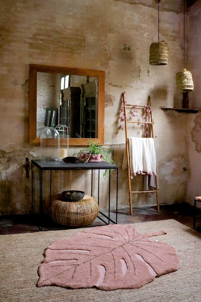 Washable Rug Monstera Vintage Nude - Re Edition + Plants