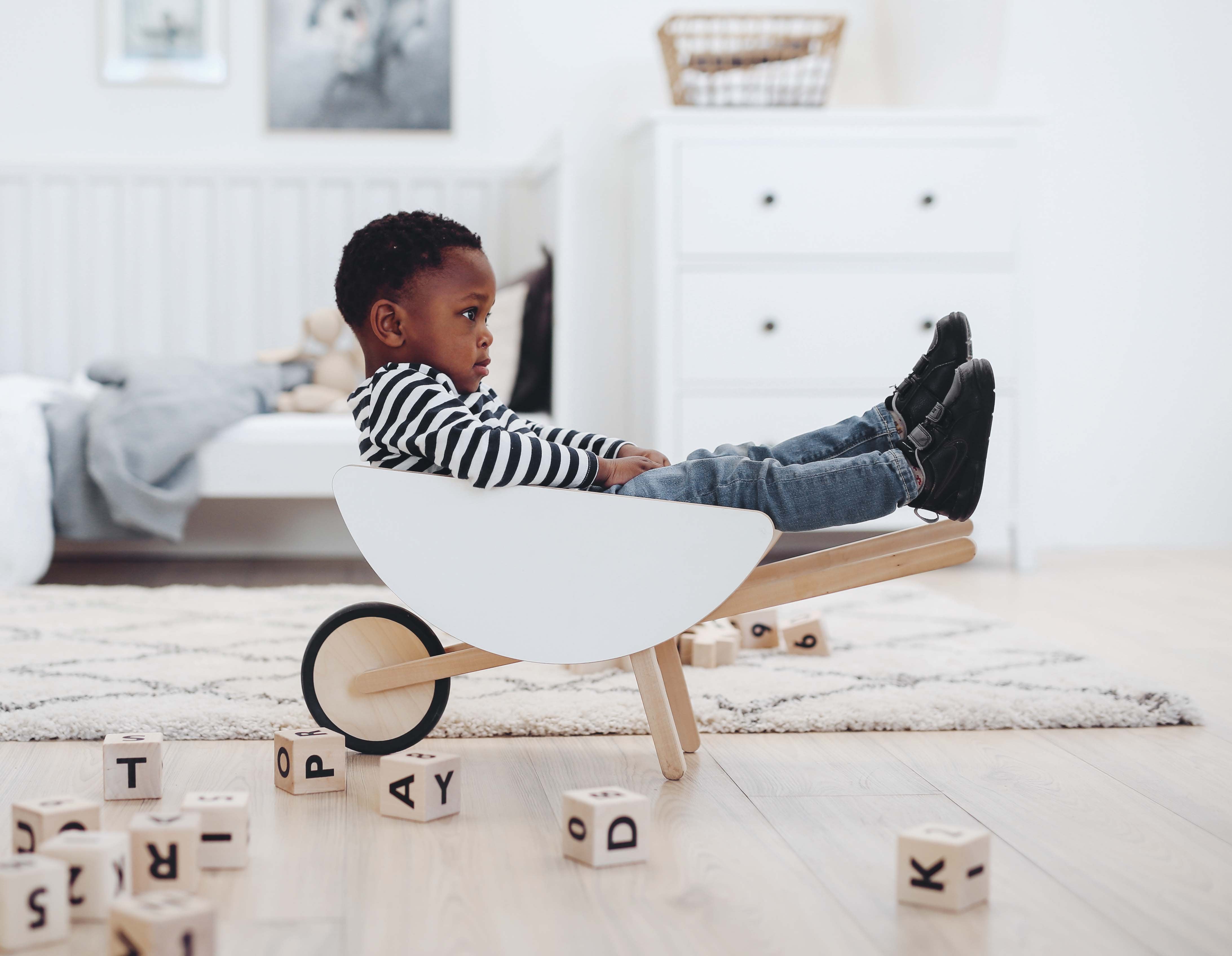 Wooden Toy Wheelbarrow for Kids