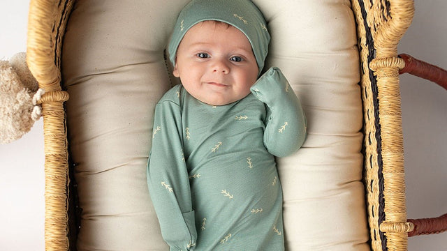 Newborn baby in a bassinet