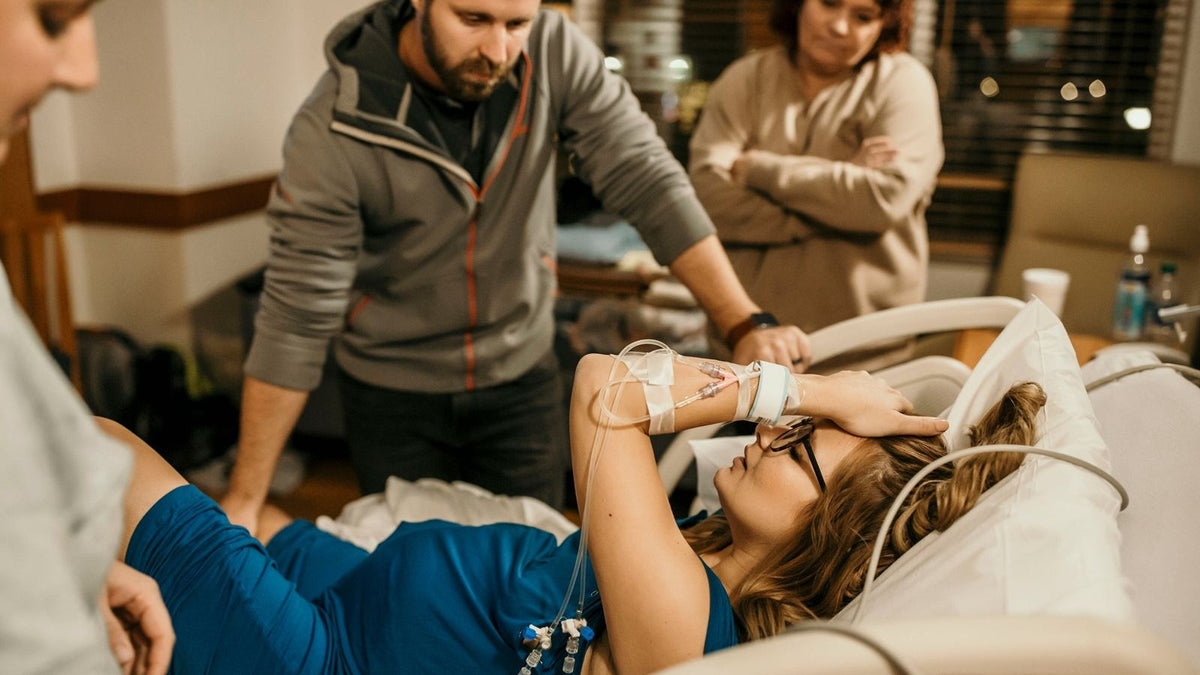 Mother in labor with her partner