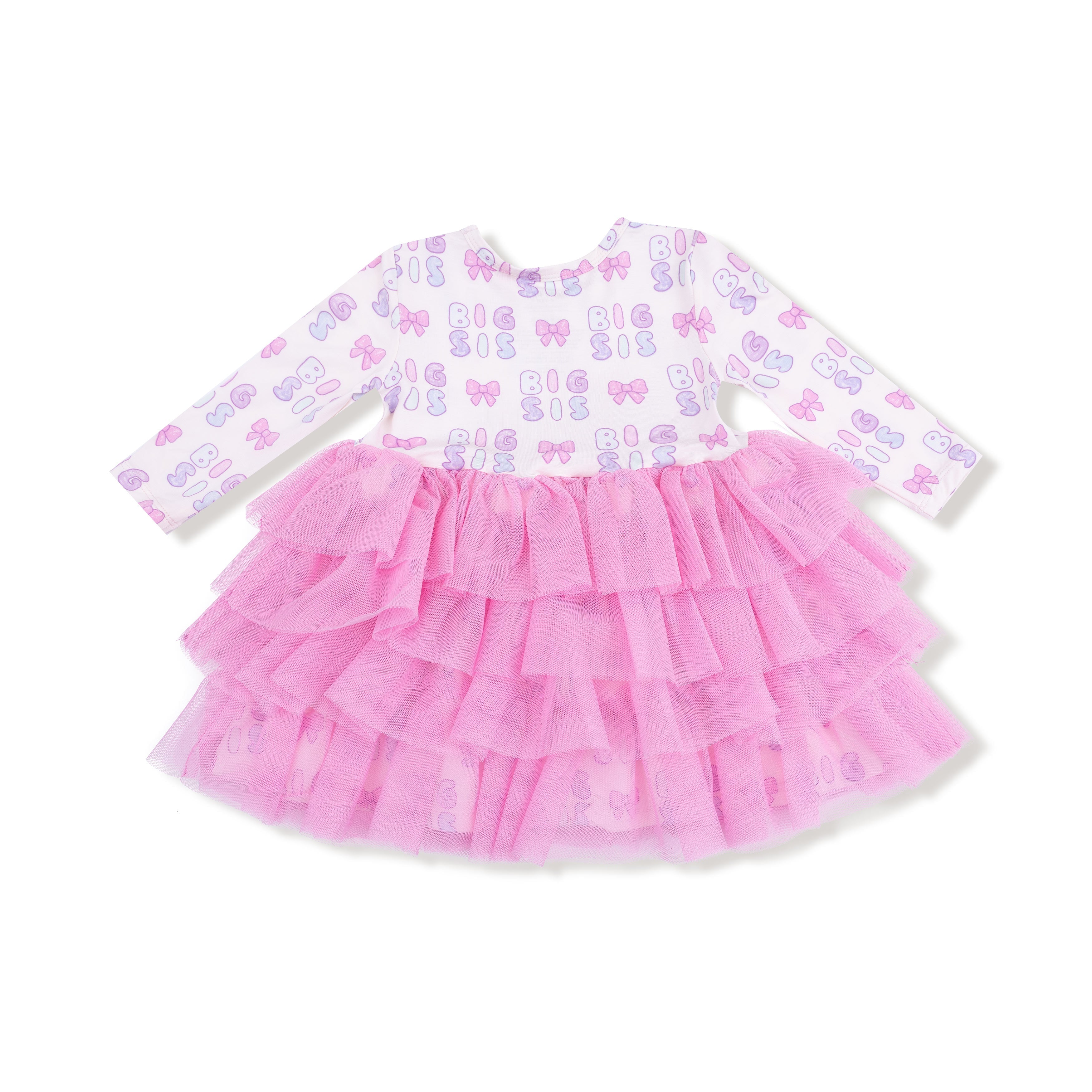 Long sleeve layered tulle dress modeled