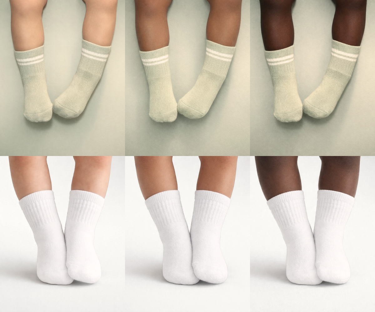 Newborn Gripper Crew Socks 4-pack (0-3 Months) - Vetiver
