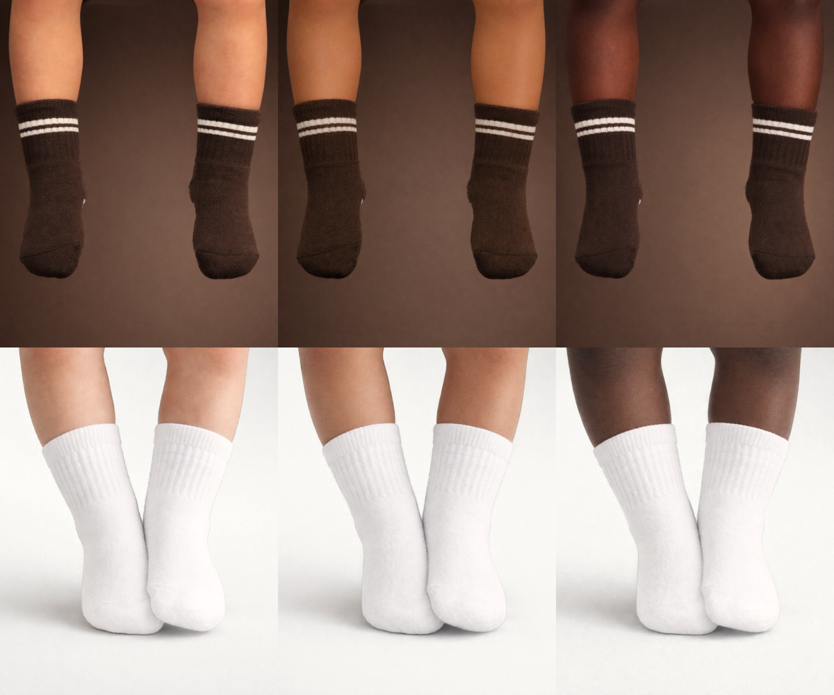 Newborn Gripper Crew Socks 4-pack (0-3 Months) - Espresso